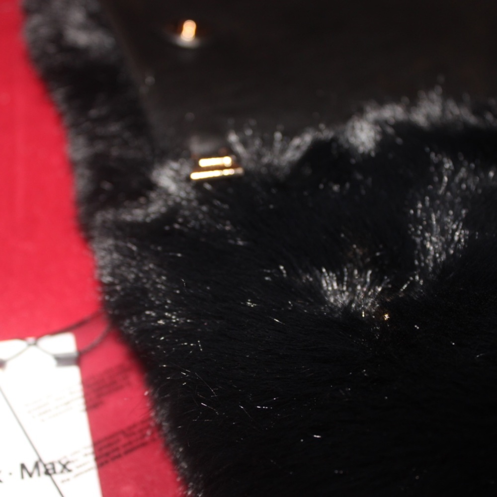 NWT AlexMax Faux Fur Black Purse w/ Gold Detailing